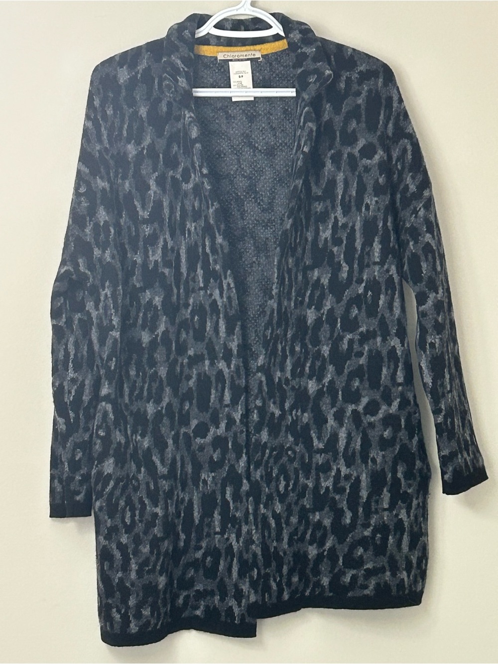 Chiaramente Leopard Print Open Front Wool Blend Cardigan Made in Italy Small